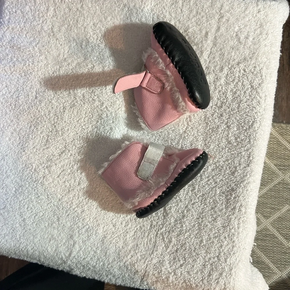 pediped Pink Faux-Fur Baby Boots